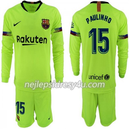Fotbalový Dres FC Barcelona Paulinho 15 Dětské Venkovní 2018/19 Dlouhý Rukáv